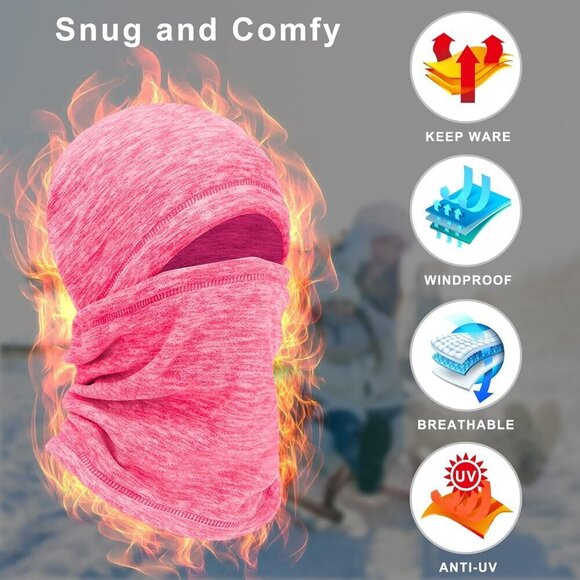 Balaclava Ski Face Mask, Winter Cold Weather Windproof Hooded Scarf Hat - Picture 3 of 7